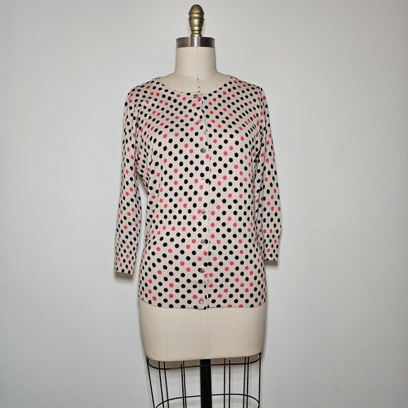 Cyrus Pink and Black Polka Dot Cardigan - Picture 1 of 4
